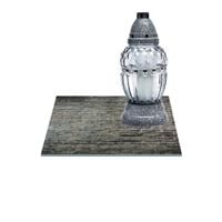 SZKLANA PODSTAWKA POD ZNICZE Z DEDYKACJĄ 35x35cm Mur 206g