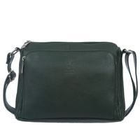 VERA PELLE torebka skórzana listonoszka z paskiem V535 c.zielona