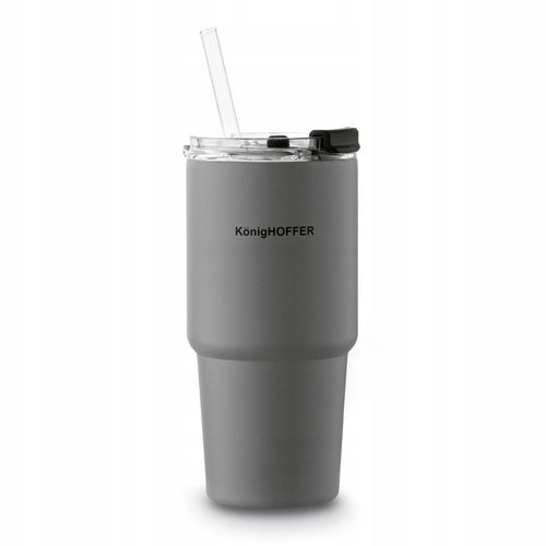 KUBEK TERMICZNY ze słomką poręczny PRÓŻNIOWY SZARY Konighoffer Davos 420 ml na Arena.pl