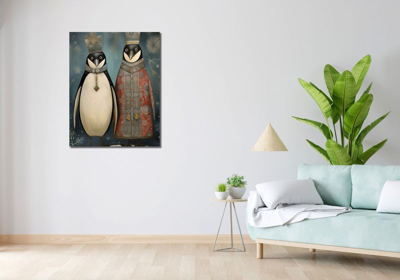 Obraz 70x90cm Królewskie Pingwiny zdjęcie 2