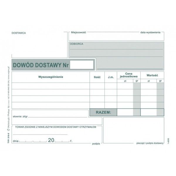 DRUK 315-5 DOWÓD DOSTAWY zdjęcie 2