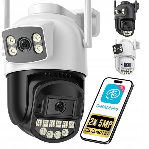 PODWÓJNA KAMERA 2W1 ZEWNĘTRZNA OBROTOWA IP WIFI 2x 5MPX QUAD HD MONITORING na Arena.pl