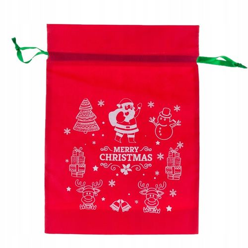 WOREK PREZENTY MIKOŁAJA świąteczny święta CZERWONY ZIELONY torebki 8szt na Arena.pl