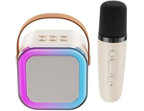 ZESTAW KARAOKE PRZENOŚNY GŁOŚNIK +2 MIKROFONY ŚWIECĄCY EFEKTY DŹWIĘKOWE USB na Arena.pl