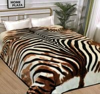 Koc AKRYLOWY narzuta 160x210cm  - ZEBRA BRĄZ KREM + Walizka