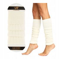 Getry Damskie na Nogi Wełna Ocieplacze na Łydki Ciepłe Cerber ECRU