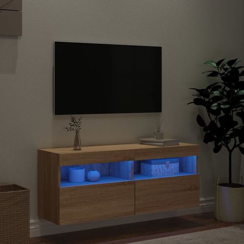 Ścienna szafka TV z LED, dąb sonoma, 100x30x40 cm na Arena.pl