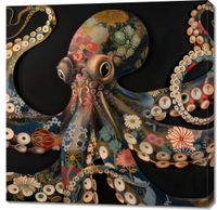 Obraz 90x90cm Ośmiornica W Czerni