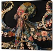 Obraz 90x90cm Ośmiornica W Czerni