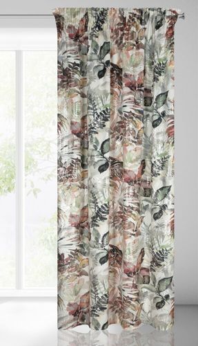 Zasłona gotowa na taśmie ARINA 140x270 biała srebrna motyw botaniczny na Arena.pl