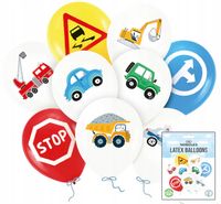 ZESTAW BALONÓW Z NADRUKIEM AUTA ZNAKI POLICJA DEKORACJA URODZINOWA 9SZT