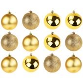 Bombki 12Szt 3Cm Zestaw Złote Brokatowe Matowe Błyszczące Na Choinkę