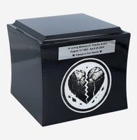 Urna ze złamanym sercem Urna na prochy Czarna / Plakietka