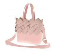 Laura Biaggi elegancka torebka shopper różowy groszek mat splot zamsz MG427