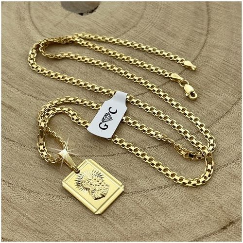 ZŁOTY ŁAŃCUSZEK Z MEDALIKIEM, SREBRO 925/585, DLA CHŁOPCA NA KOMUNIĘ+GRAWER na Arena.pl