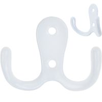 WIESZAK NA UBRANIA HACZYK PODWÓJNY BIAŁY METALOWY do GARDEROBY SZAFY KURTKI