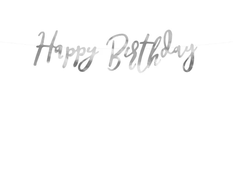 Baner Happy Birthday srebrny zdjęcie 1