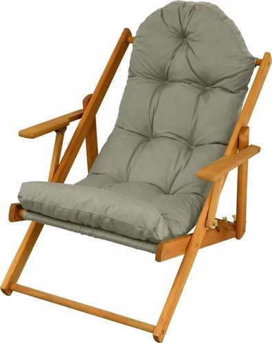 LEŻAK OGRODOWY DREWNIANY z grubą poduszką na Arena.pl