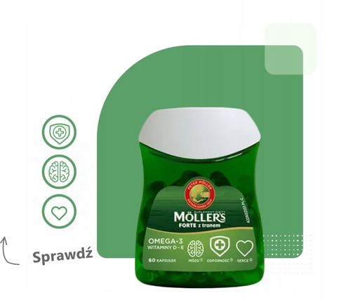2x Möller’s Forte 60 kaps. TRAN odporność OMEGA-3 mózg serce WIT. D3 i E na Arena.pl
