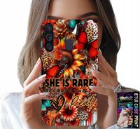 ETUI DO SAMSUNG GALAXY A21 - SHE IS RARE, SŁONECZNIKI, KWIATY, MOTYLE