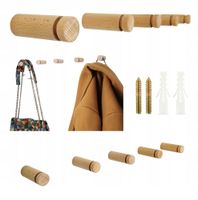 Wieszak Na Ubrania Drewniany Ścienny Kołek 6 cm Surowy Uchwyt Bukowy Eko