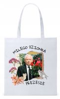 Śmieszny Pis Kaczyński Torba Eco Biała Shopper Z Nadrukiem Ze Zdjęciem