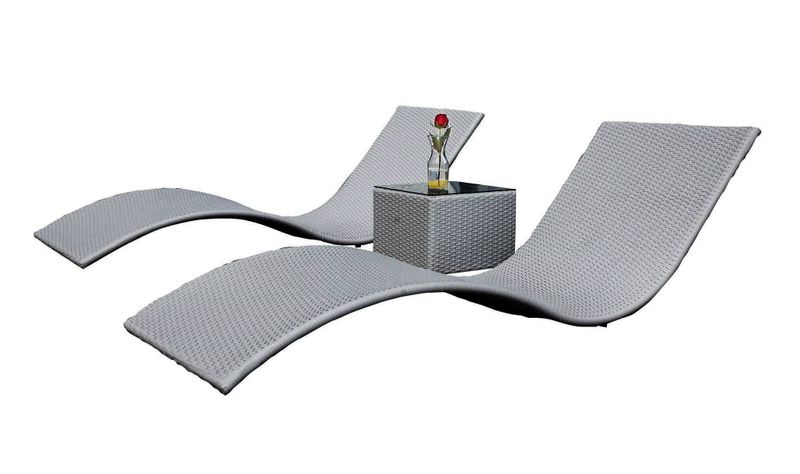 Komplet leżaków z szarego technorattanu zdjęcie 1