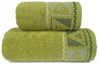 Ręcznik Yolo 70x130 Greno olive oliwkowy geometryczny trójkąty