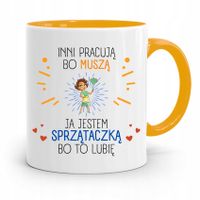Dla Sprzątaczki Kubek Żółty Na Prezent Urodziny Z Nadrukiem Ze Zdjęciem