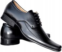 Półbuty WIZYTOWE CZARNE męskie buty do garnituru eleganckie ślubne wesele