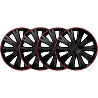 Kołpaki samochodowe uniwersalne GIGA R Czarno Czerwone 15 cali