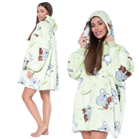 Bluza Koc Oversize z Kapturem Sherpa Zielona w Koale 2w1 Gruba Ciepła XXL