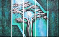 70CM 150CM OBRAZ 5 ELEM DRZEWO O PÓŁNOCY ŚCIENNY