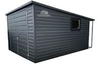 GARAŻ BLASZANY 3X5 + WIATA 0,5X3 BRAMA DWUSKRZYDŁOWA OKNO RYNNY GB348