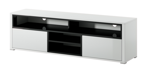 Nowoczesna Szafka RTV 2- Drzwiowa 2D 137cm Biały + Czarny BOKS KM -3 Kolory na Arena.pl