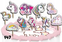 TOPPERY NA TORT OZDOBNE DEKORACJA ZESTAW - JEDNOROŻEC UNICORN 10szt.