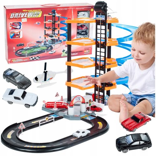 PARKING GARAŻ DLA SAMOCHODÓW 4 AUTA TOR WYŚCIGOWY ZJEŻDŻALNIA 4 PIĘTRA na Arena.pl