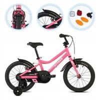 Rower dziecięcy ATTABO KNACK 16" różowy dla dziewczynki lekki boczne kółka