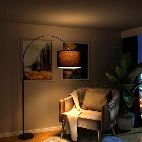 Lampa Podłogowa Łukowa 3000K Regulowana wysokość Czarny klosz E27 9W na Arena.pl