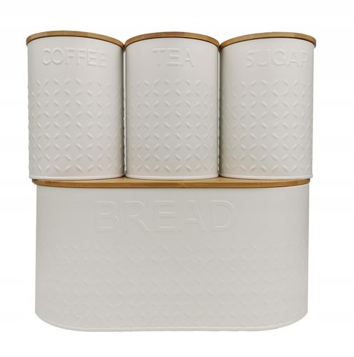 ZESTAW 5W1 CHLEBAK + POJEMNIKI NA KAWĘ CUKIER HERBATĘ DESKA KROJENIA CHZ03 na Arena.pl