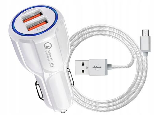 ŁADOWARKA SAMOCHODOWA QC 3.0 + NYLON KABEL MICRO na Arena.pl