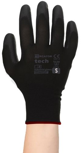 rękawice robocze mercator tech black+black pu - s - 120 par na Arena.pl