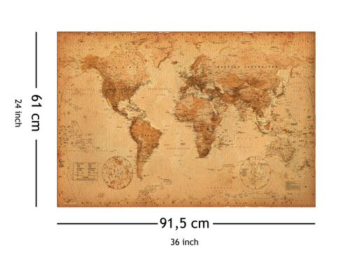 Mapa Świata w starym stylu - plakat 91,5x61 cm na Arena.pl