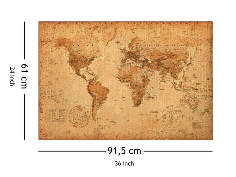 Mapa Świata w starym stylu - plakat 91,5x61 cm zdjęcie 5