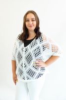 Biały Ażurowy Sweterek Letni w Dekoltem w Serek UNI