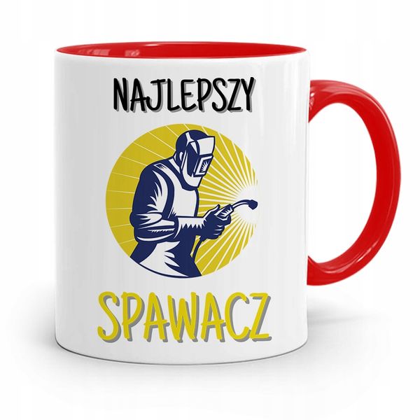 Kubek Czerwony Prezent Spawacza Najlepszy Spawacz Z Nadrukiem Ze Zdjęciem zdjęcie 1