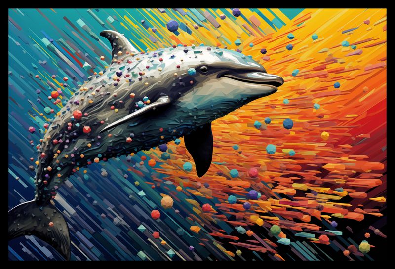 Plakat 45x30cm Delfin w Palecie Barw zdjęcie 2