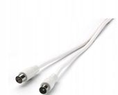 Kabel Antenowy Koncentryczny Wtyk Gniazdo 1,5m 90dB Biały TV HDTV 4K
