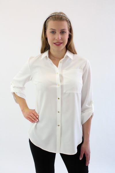 Biała elegancka koszula Dona Biała 44 zdjęcie 4