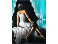 40X50CM OBRAZ KOBIETA TURKUSIE OBRAZ